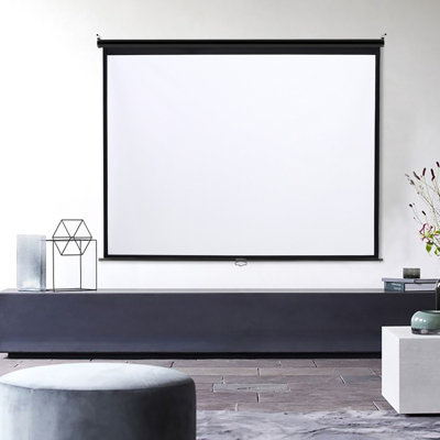 Projector Screen with Manual Pull Down for Home Theater 100 Inch 4:3