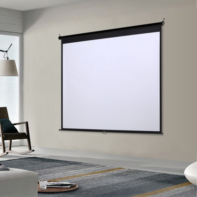 Projector Screen with Manual Pull Down for Home Theater 120 Inch 4:3