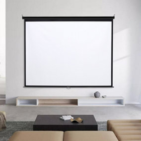 Projector Screen with Manual Pull Down for Home Theater 84 Inch 4:3