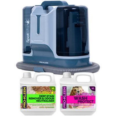 ProKleen Spot Cleaner Carpet Washer 650W and 1L Deep Stain Carpet Shampoo and 1L Wash and Protect, 1.8L Tank