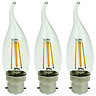 Prolite LED Candle 4W B22 Flame Tip Warm White Clear (3 Pack)