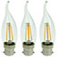 Prolite LED Candle 4W B22 Flame Tip Warm White Clear (3 Pack)
