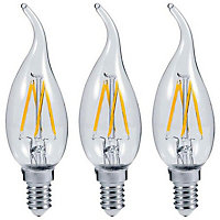 Prolite LED Candle 4W E14 Flame Tip Warm White Clear (3 Pack)