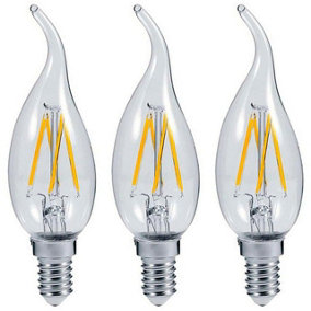 Prolite LED Candle 4W E14 Flame Tip Warm White Clear (3 Pack)