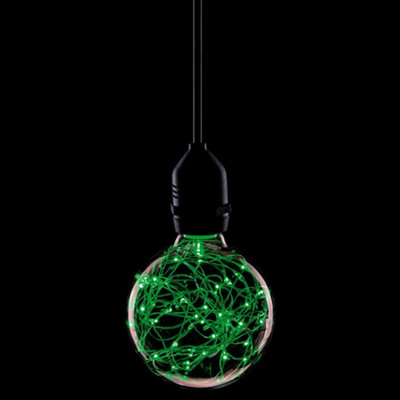Prolite LED G95 Globe 1.7W B22 Star Effect Funky Filaments Green Clear Polycarbonate