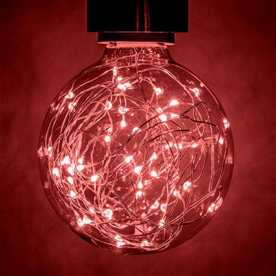 Prolite LED G95 Globe 1.7W B22 Star Effect Funky Filaments Red Clear Polycarbonate