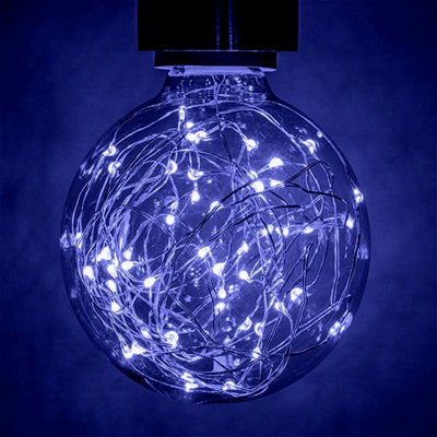 Prolite LED G95 Globe 1.7W E27 Star Effect Funky Filaments Blue Clear Polycarbonate