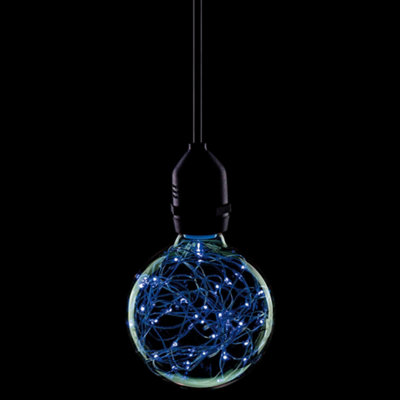 Prolite LED G95 Globe 1.7W E27 Star Effect Funky Filaments Blue Clear Polycarbonate