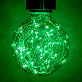 Prolite LED G95 Globe 1.7W E27 Star Effect Funky Filaments Green Clear Polycarbonate