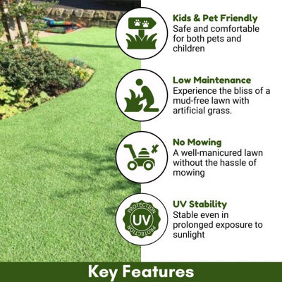 Promo 35mm Artificial Grass, Outdoor Artificial Grass For Lawn, Non-Slip Outdoor Artificial Grass-15m(49'2") X 4m(13'1")-60m²