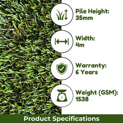 Promo 35mm Artificial Grass, Outdoor Artificial Grass For Lawn, Non-Slip Outdoor Artificial Grass-18m(59') X 4m(13'1")-72m²