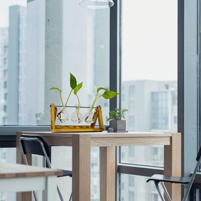 Winkee Hydrovaas Lilly – Houten Standaard, Glazen Plantensteun Voor Stekjes, Avocado, Vetplanten, Cadeau Voor Moederdag