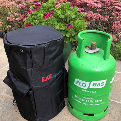 Propane Gas Bottle Cover in Black with hose cover