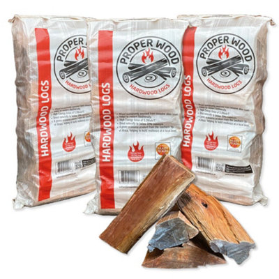 Proper Wood South African Eucalyptus Stove Pizza Oven Chimenea Fuel Hardwood Logs Bundle 3 x Bags