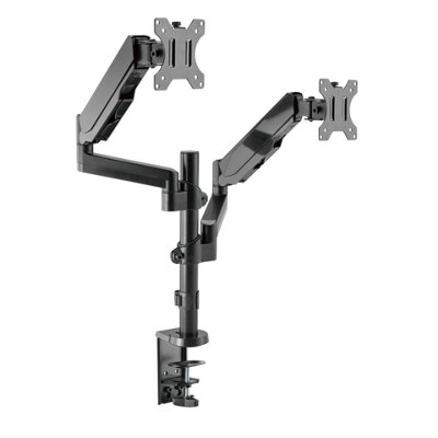 ProperAV Dual Swing Arm PC Monitor Mount Pole Assembly Gas Spring 19''-32"