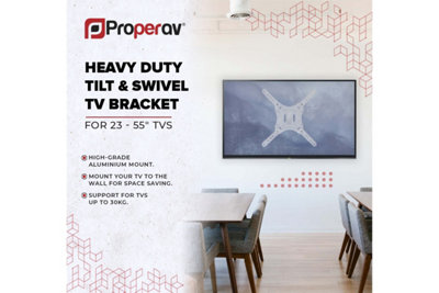 ProperAV Heavy Duty Swing Arm Tilt & Swivel 23 - 55" TV Bracket - White