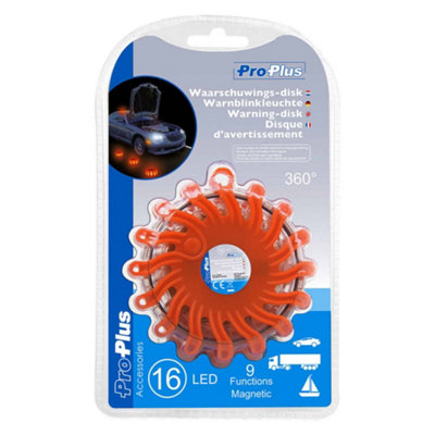 ProPlus Warning Disks with 16 LEDs 2 pcs Orange