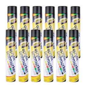 Prosolve Black 750ml Temporary Linemarker Paint Pack of 12 Cans
