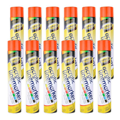 Prosolve Orange 750ml Temporary Linemarker Paint Pack of 12 Cans