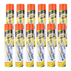 Prosolve Orange 750ml Temporary Linemarker Paint Pack of 12 Cans