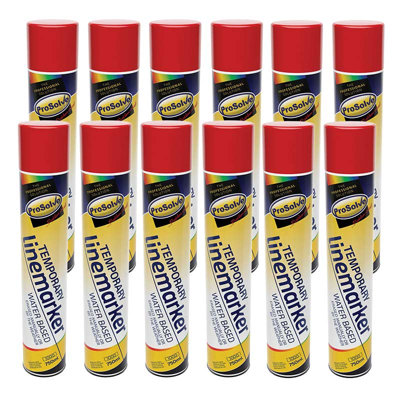 Prosolve Red 750ml Temporary Linemarker Paint Pack of 12 Cans | DIY at B&Q