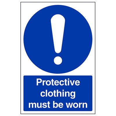 Protective Clothing Must Be Worn Safety Sign - Adhesive Vinyl - 150x200mm (x3)