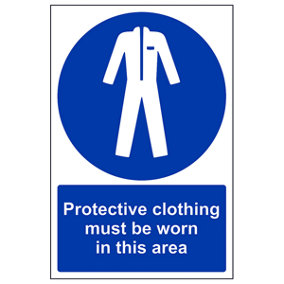 Protective Clothing Worn In Area Sign - Adhesive Vinyl 200x300mm (x3)