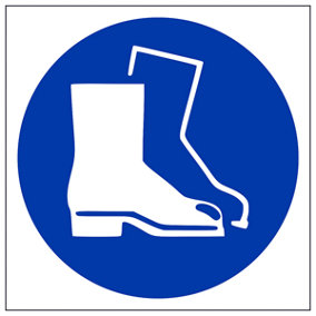 Protective Footwear Logo PPE Sign - 1mm Rigid Plastic - 100x100mm (x3)