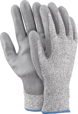 Protective Gloves Ox.12.844 Steel-pu 12 pairs OX-STEEL-PU size 10 HDPE yarn