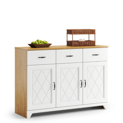 Provenza 3 Door Sideboard with Drawers and Topper Display Unit Rustic ...