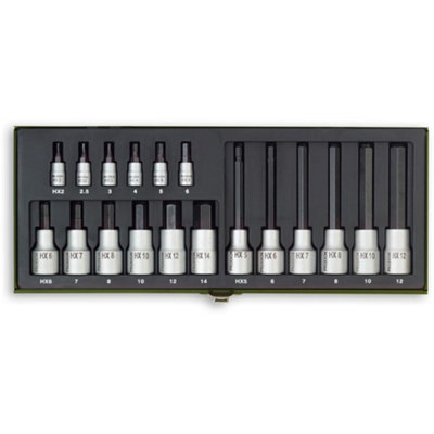 PROXXON 18 Piece Hex Key Socket Set (1/4" & 1/2")