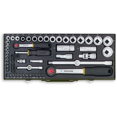 PROXXON 56 Piece Industrial Socket Set (1/4" & 1/2")