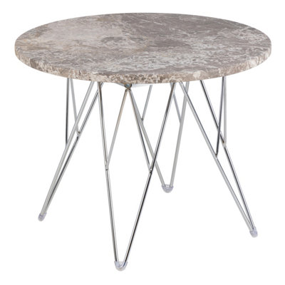 Prunus Round Side Table with Grey-Brown Marble Top | DIY at B&Q