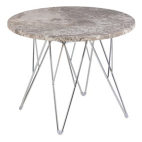 Prunus Round Side Table  with Grey-Brown Marble Top