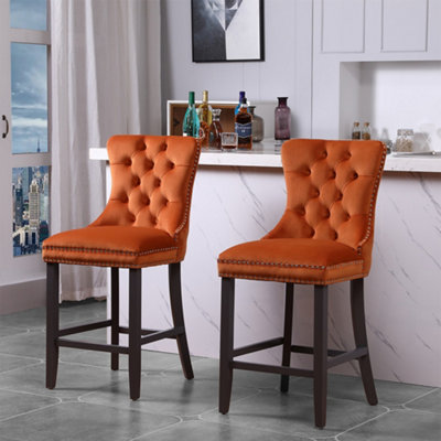 Burnt orange leather online bar stools