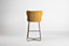 PS Global Barstool Plush Velvet Upholstered Seat Kitchen Island Barstool Easy-Clean Fabric Brass Legs (Mustard)