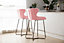 PS Global Barstool Plush Velvet Upholstered Seat Kitchen Island Brass Legs (Pink)
