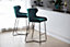 PS Global Barstool Plush Velvet Upholstered Seat Kitchen Island Easy-Clean Fabric Brass Legs (Green)