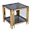 PS Global Gold Modern Clear Glass Square End Table