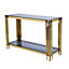 PS Global Modern Gold Glass Console Table Hallway Table, Living Room Table, Entryway Table (Gold)