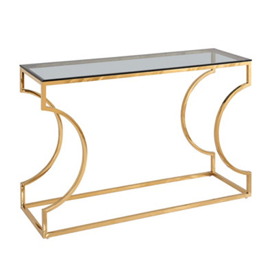 PS Global Modern Gold Glass Console Table Hallway Table Living Room Table