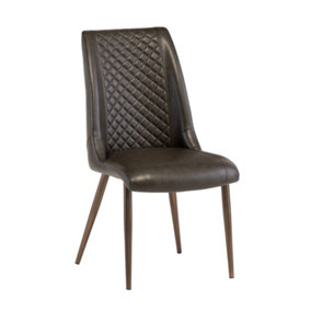 PS Global Set of 2 Abigail Dining Chairs - Dark Brown PU / Brushed Brass Leg