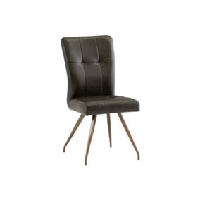 PS Global Set of 2 Havana Dining Chairs with Brushed Brass Legs (Dark Brown)