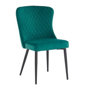 PS Global Set of 2 Upholstered Modern Plush Velvet Dining Chairs Modern Kitchen And Dining (Green)