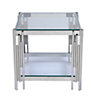 PS Global Silver Modern Clear Glass Square End Table