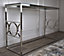 PS Global Silver Stainless Steel Console Table Clear Tempered Glass Hallway Table Living Room Table