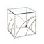 PS Global Silver Stainless Steel End Table Clear Glass Living Room Table and Hallway Table