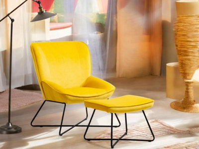 PS Global yellow Keegan Armchair and Footstool
