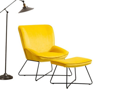 PS Global yellow Keegan Armchair and Footstool