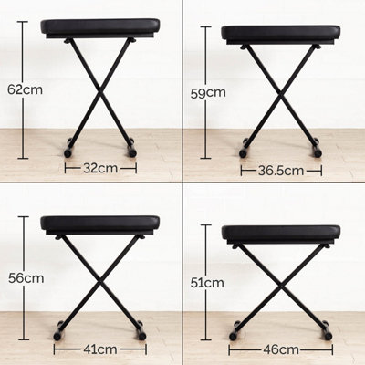 PST7-BK Keyboard Bench - Adjustable Piano Stool with 4 Height Settings